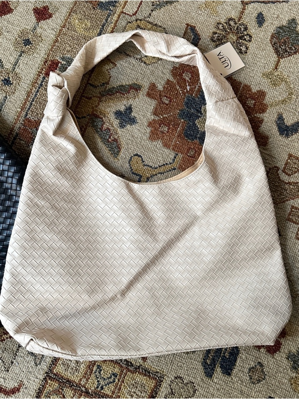 Ulta Black and Cream Woven Knotted Shoulder Bags - Picture 2 of 4